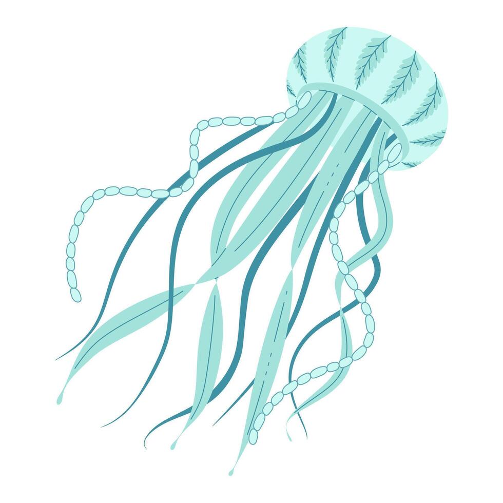 Cartoon jellyfish flat style. Medusa vector illustration. Modern flat illustration Jellyfish isolated on white background. Vector illustration