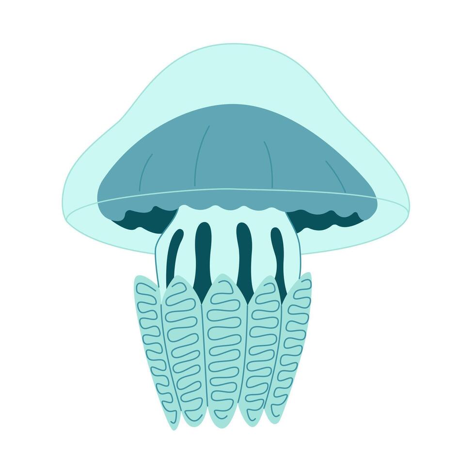 Cartoon jellyfish flat style. Medusa vector illustration. Modern flat illustration Jellyfish isolated on white background. Vector illustration