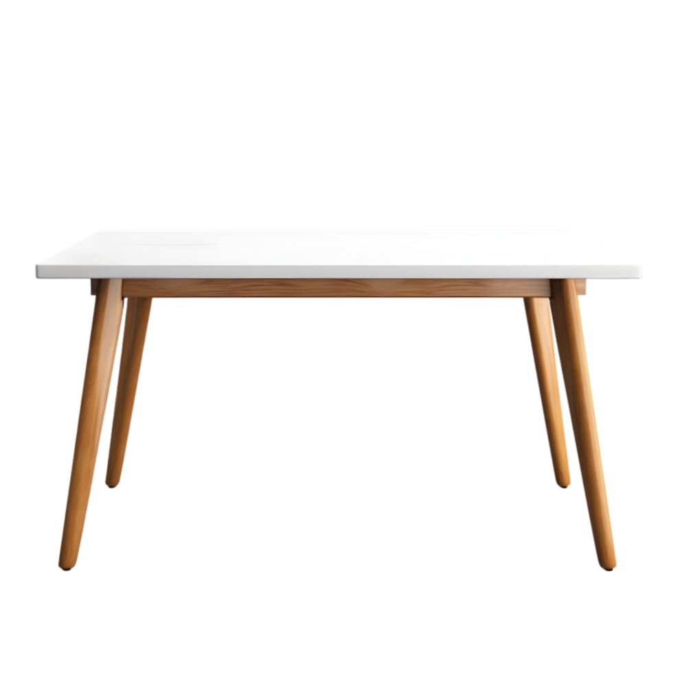 ai généré en bois table avec blanc tissu sur transparent Contexte png