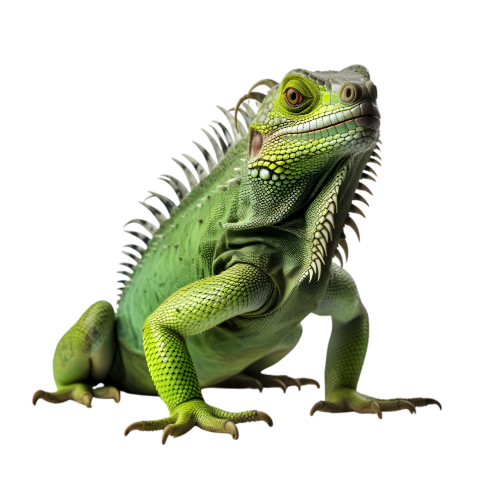AI generated Green iguana on transparent background png file