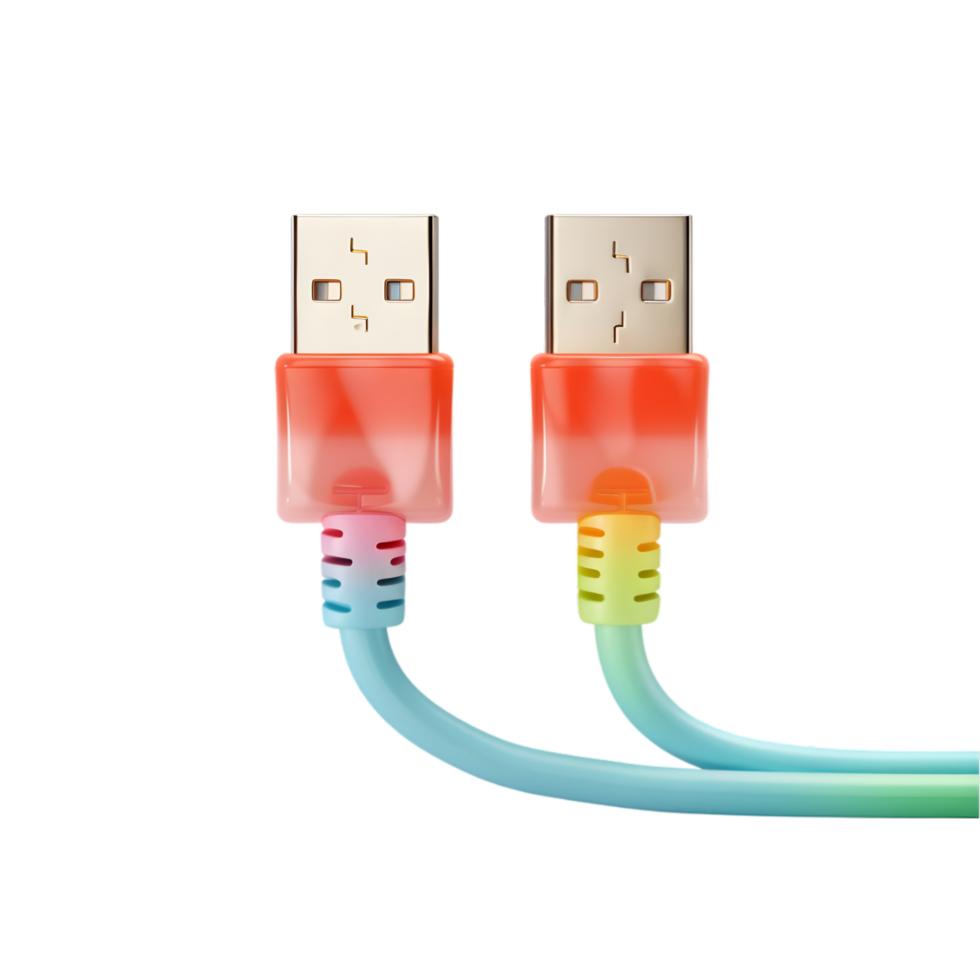 AI generated close up of usb cable on transparent background png file