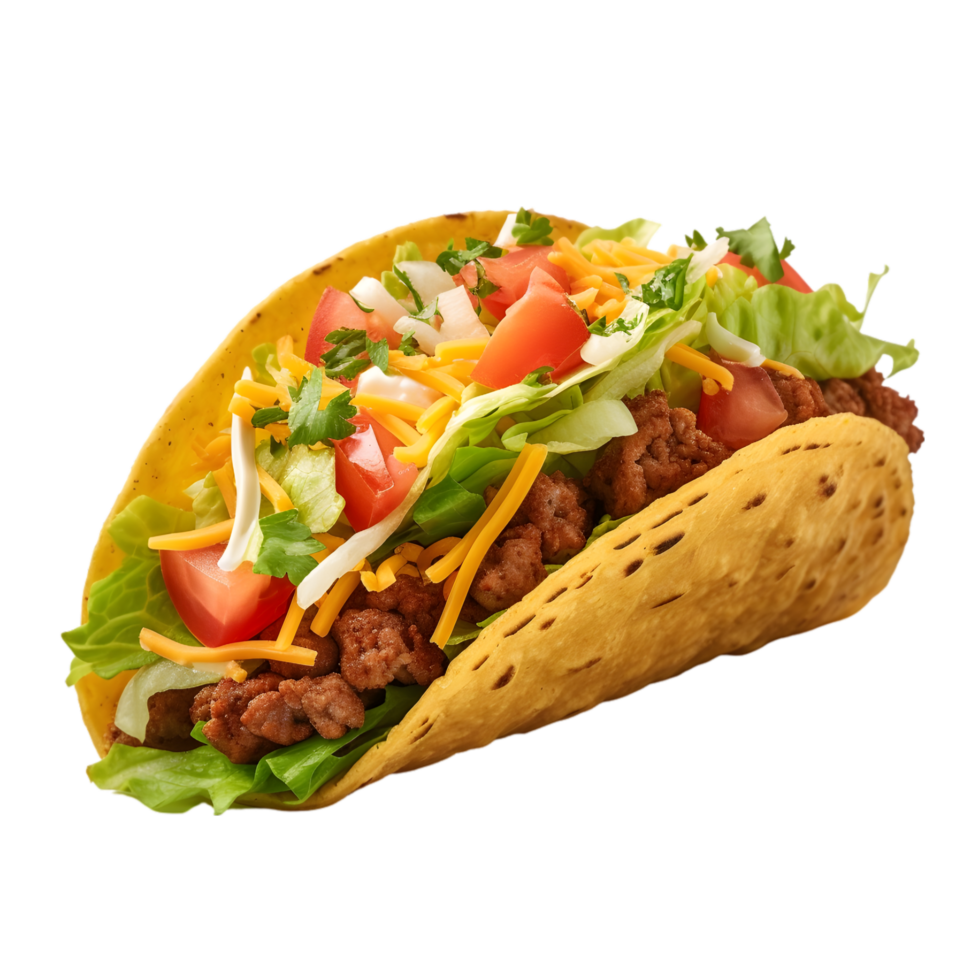 ai gegenereerd taco's met vlees en groenten Aan transparant achtergrond png