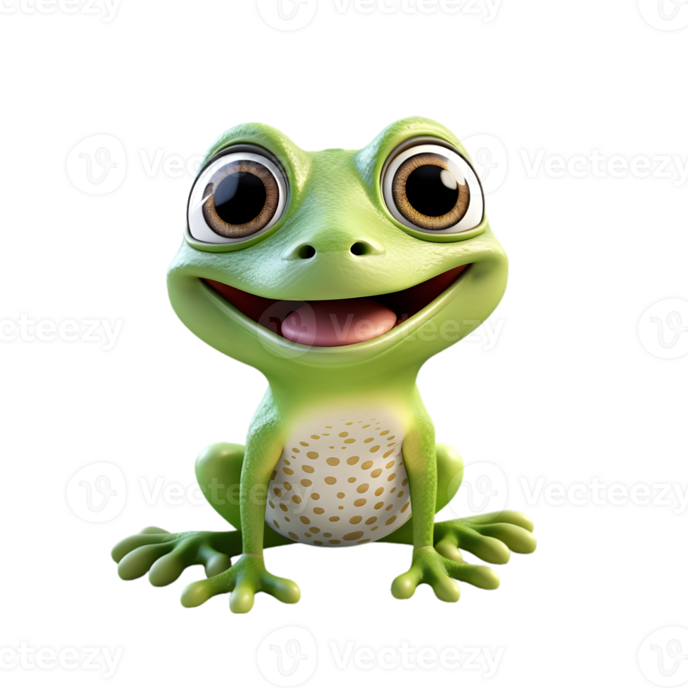 AI generated Cartoon frog with funny expression on transparent background png