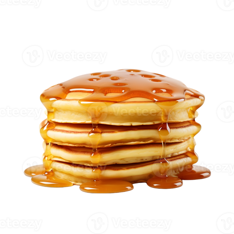 ai genererad stack av pannkakor med lönn sirap på transparent bakgrund png