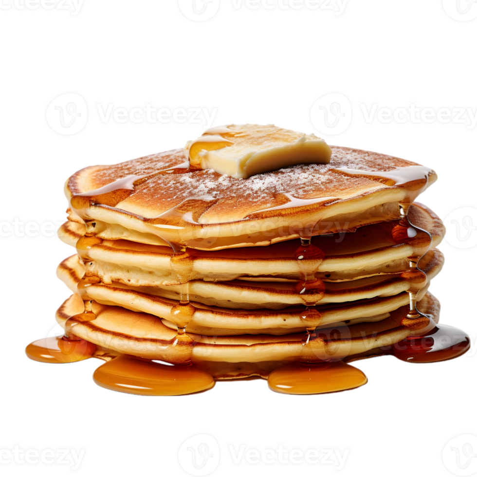 AI generated Stack of pancakes with maple syrup on transparent background png