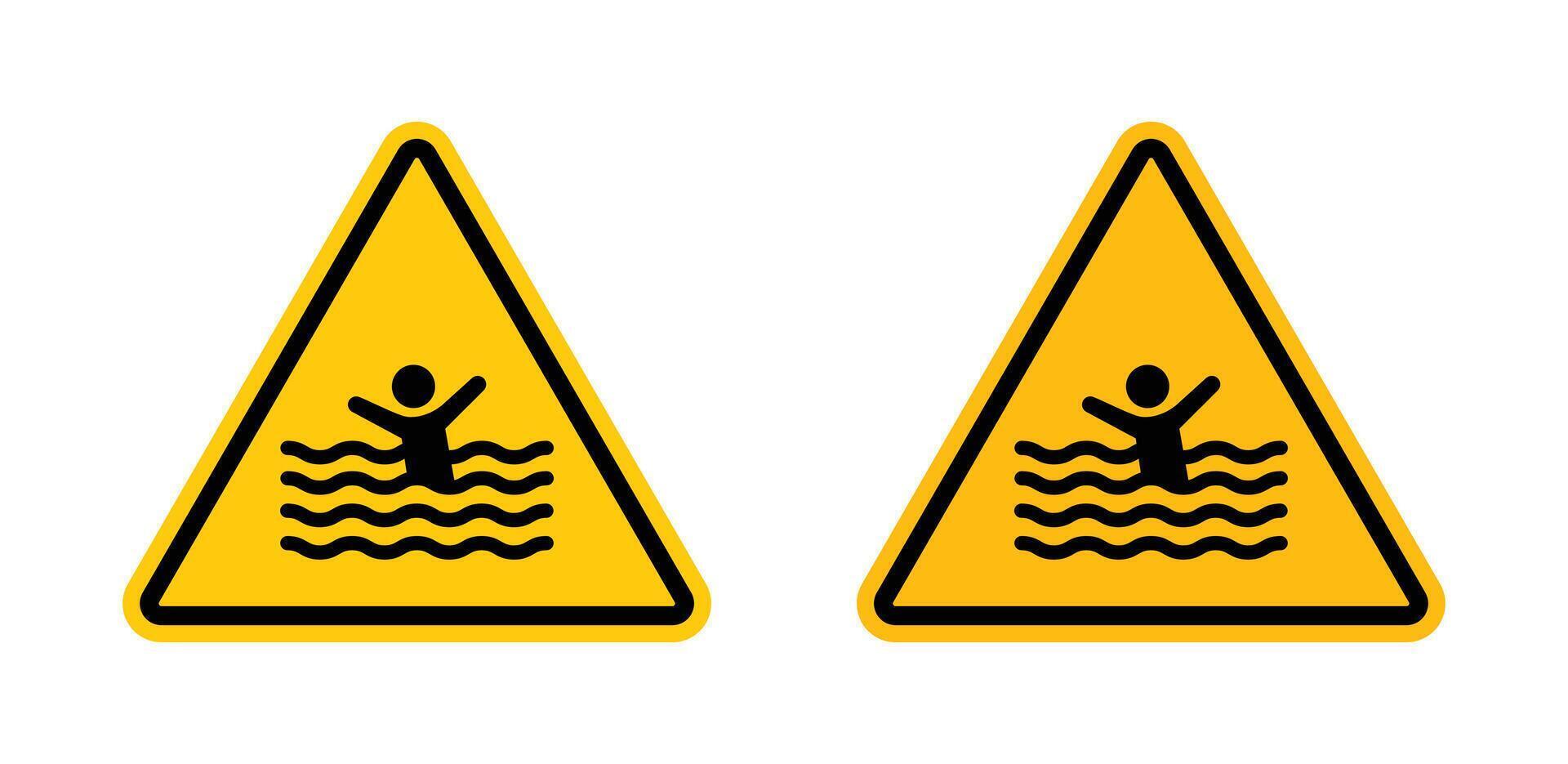 Risk of drowning warning sign vector