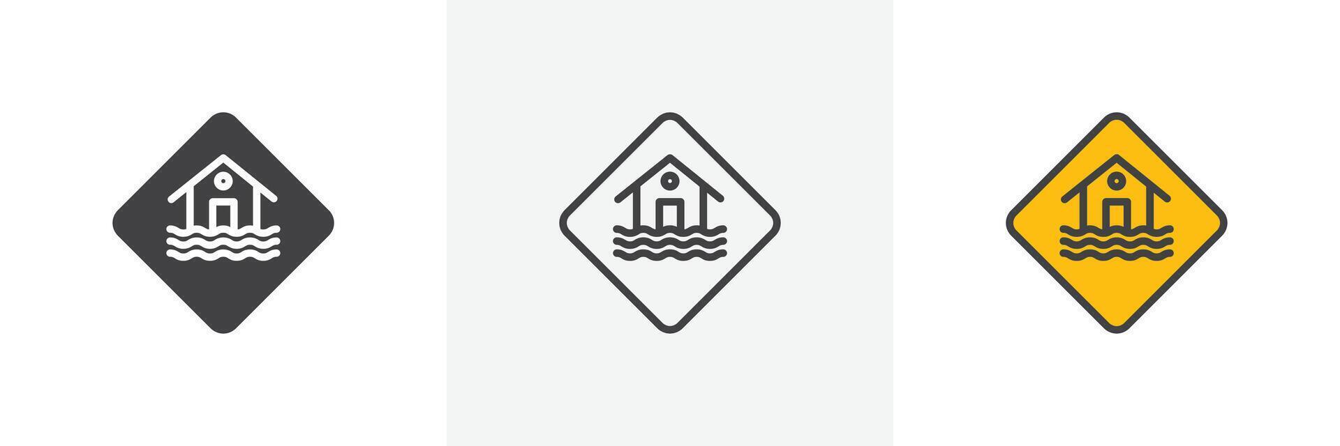 Flood disaster sign vector