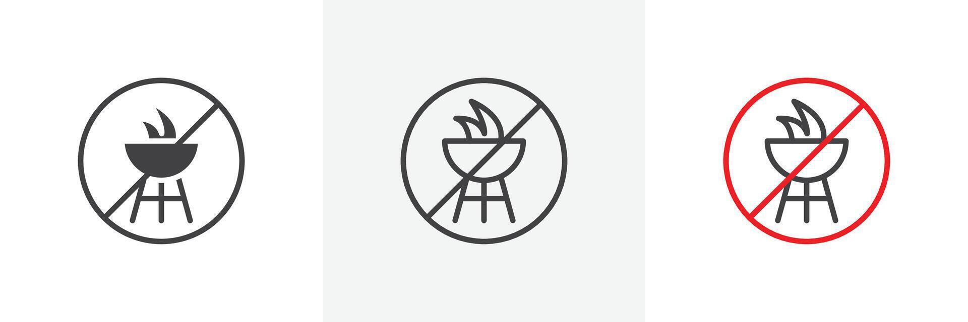 No barbecue with fire sign vector