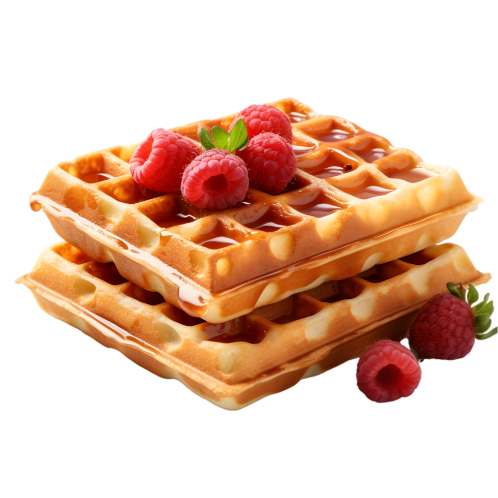 AI generated Stack of belgian waffles on transparent background png