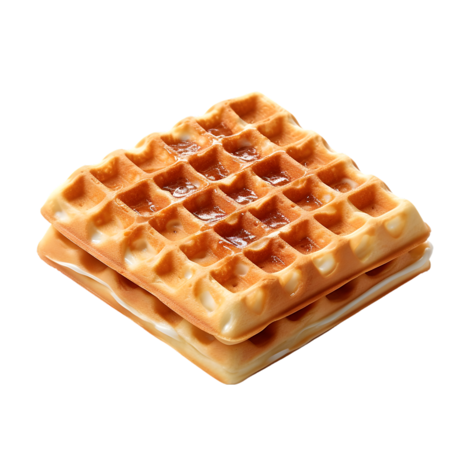 ai generiert Stapel von Belgier Waffeln auf transparent Hintergrund png