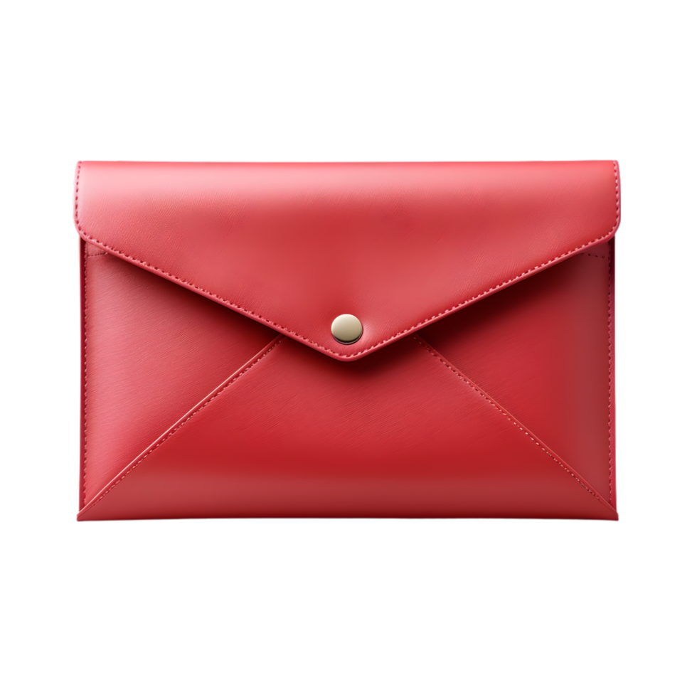 AI generated Red leather clutch on png background