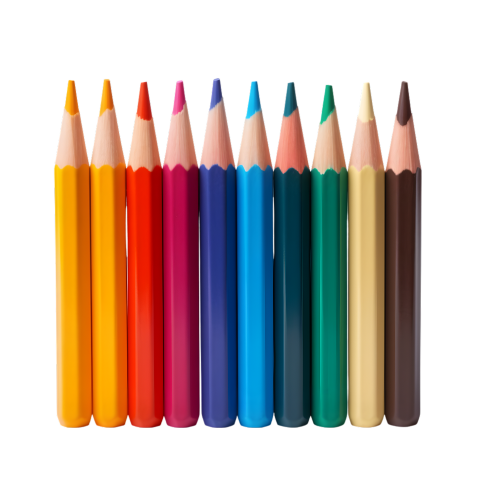 AI generated Colored pencils isolated on png background