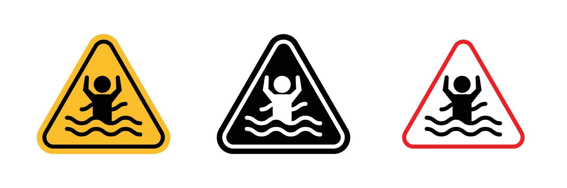 Risk of drowning warning sign vector