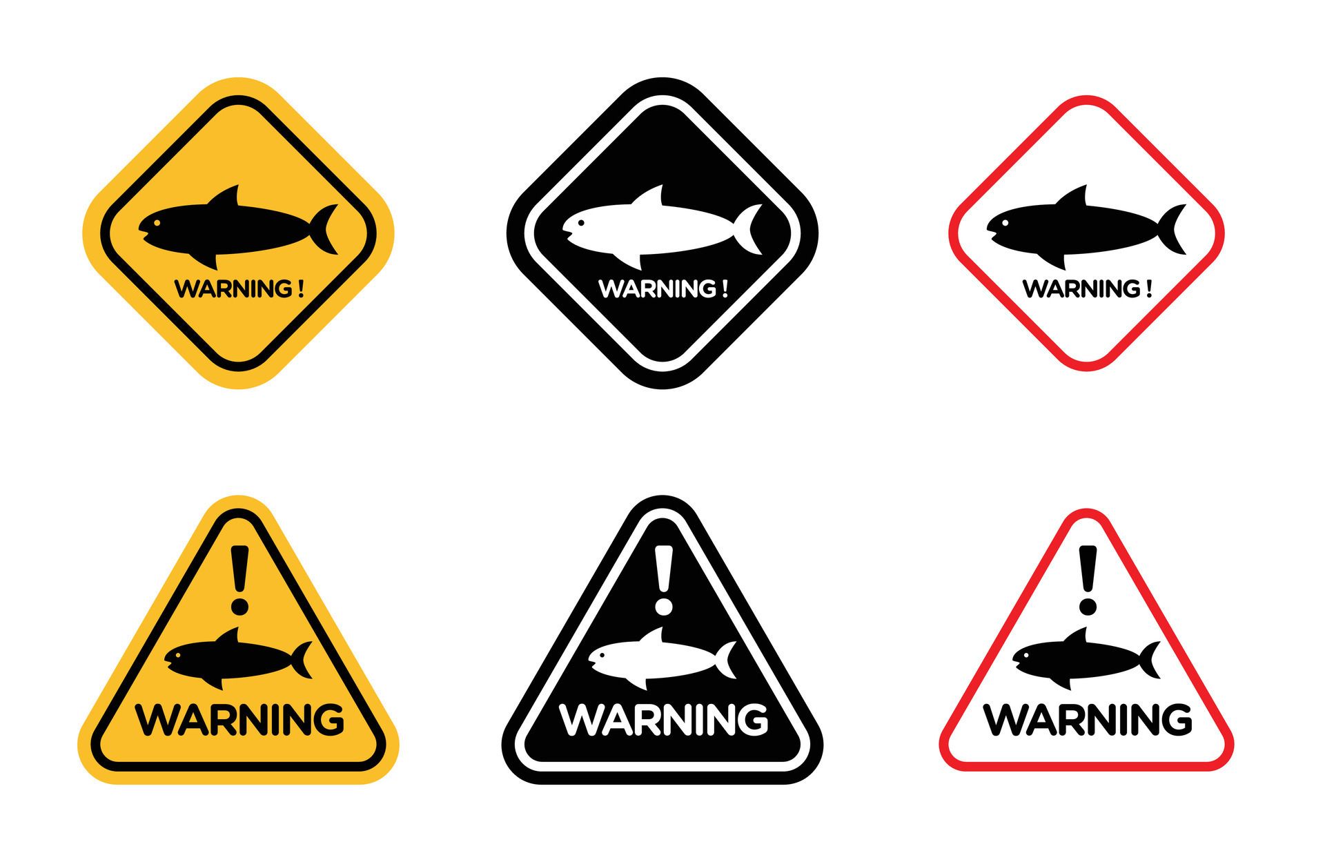 Shark warning sign 42122228 Vector Art at Vecteezy