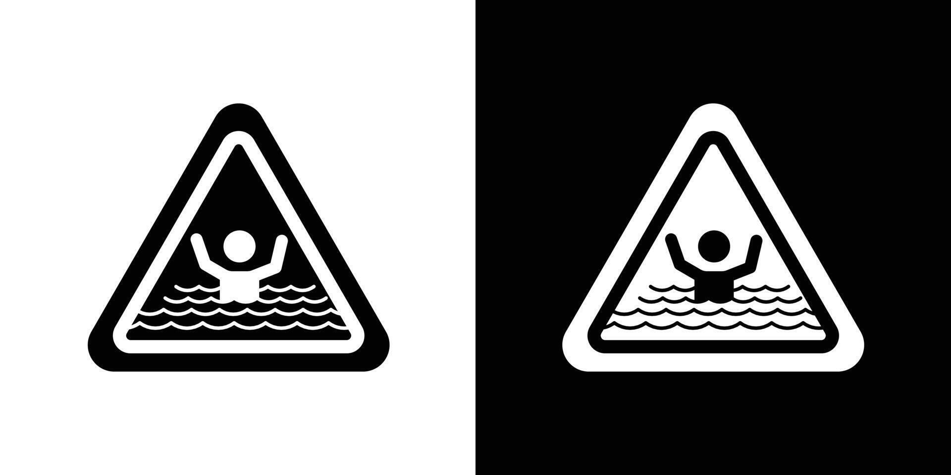 Risk of drowning warning sign vector
