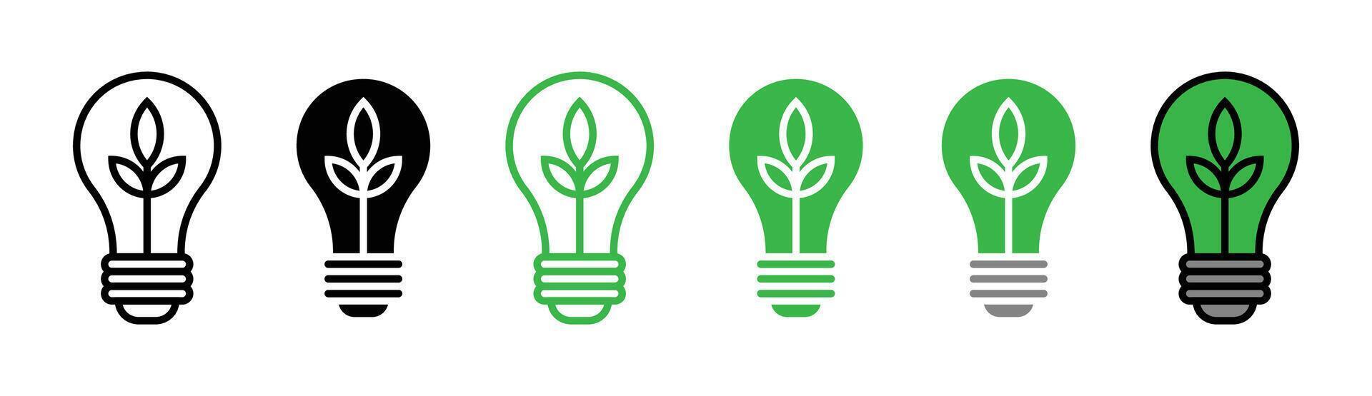 Lightbulb with leaf icon vector