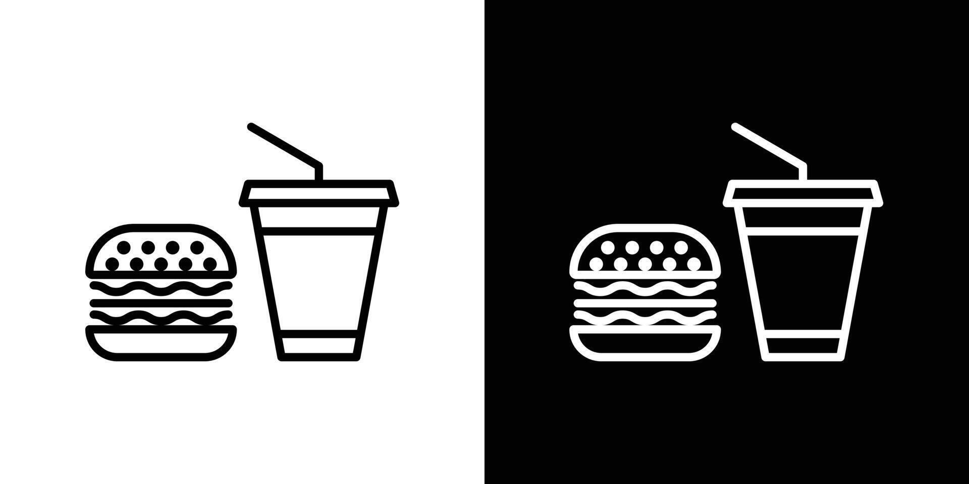 hamburguesa y suave bebida taza icono vector