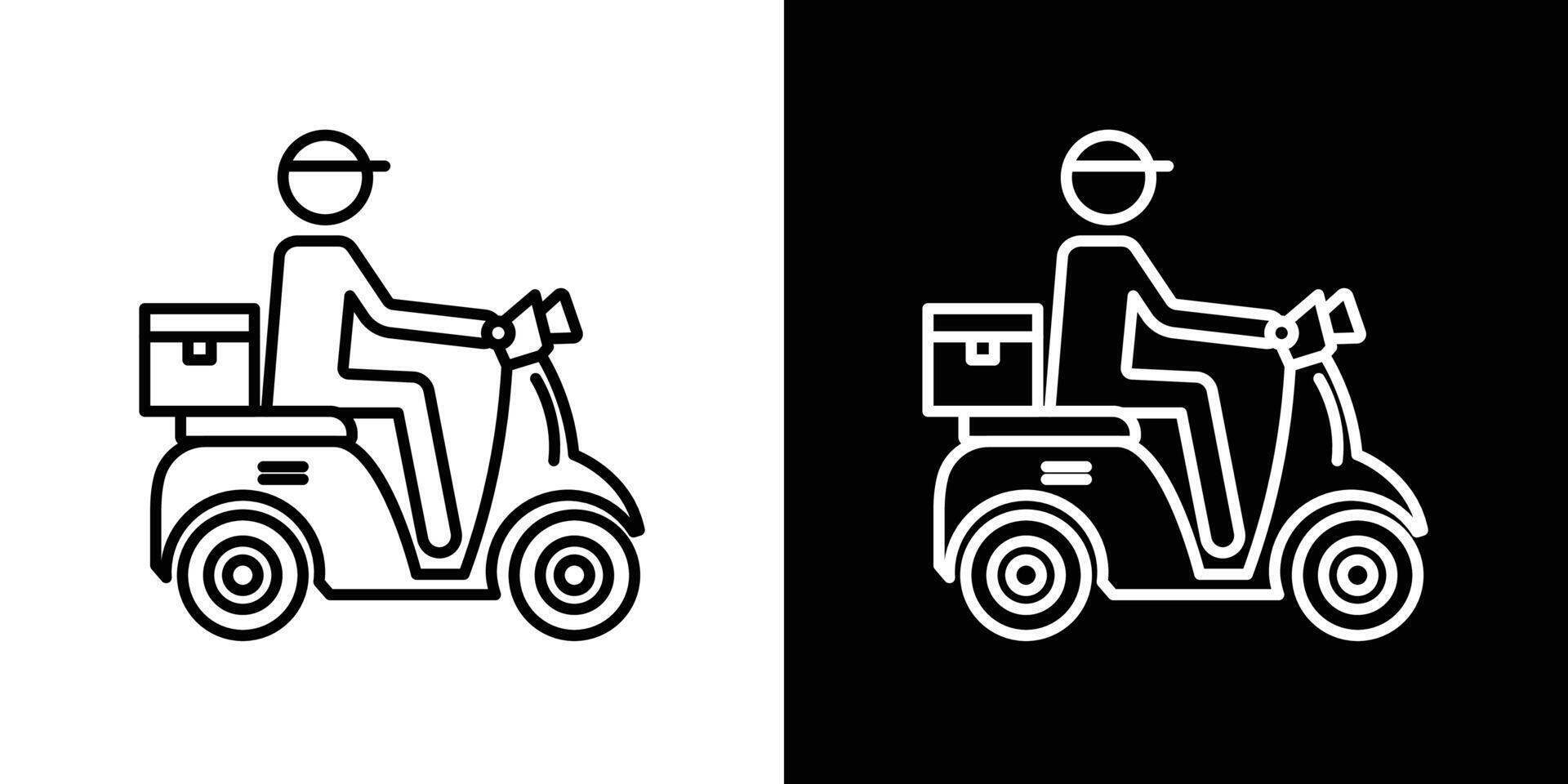 Delivery man riding motorcycle icon vector