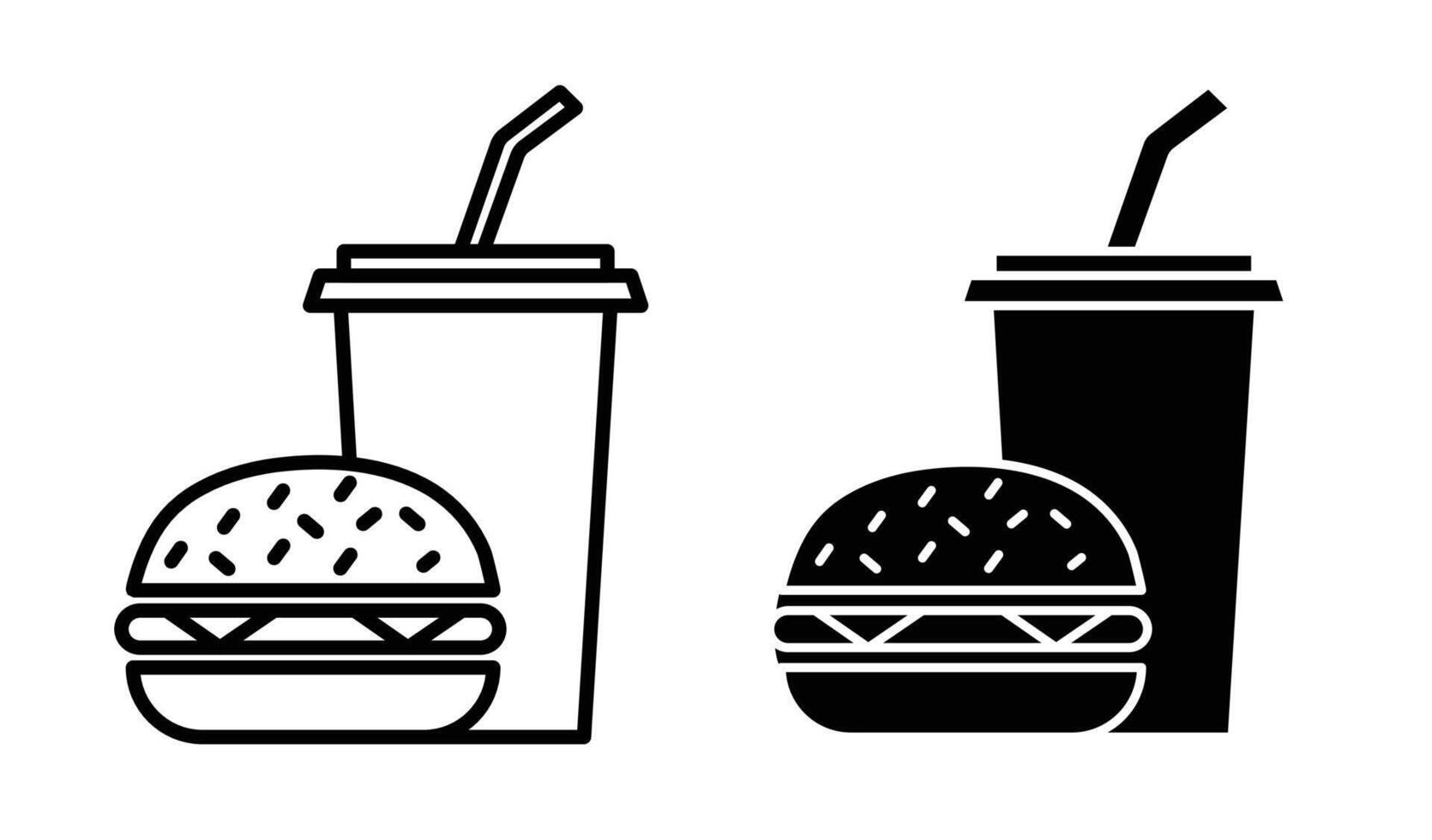 hamburguesa y suave bebida taza icono vector