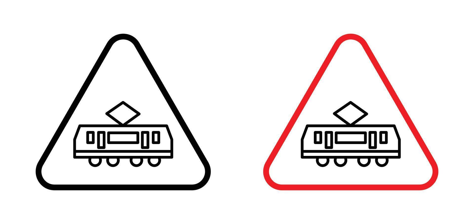 Tramway caution traffic sign vector