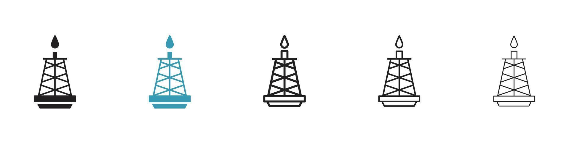 Shale gas rig icon vector