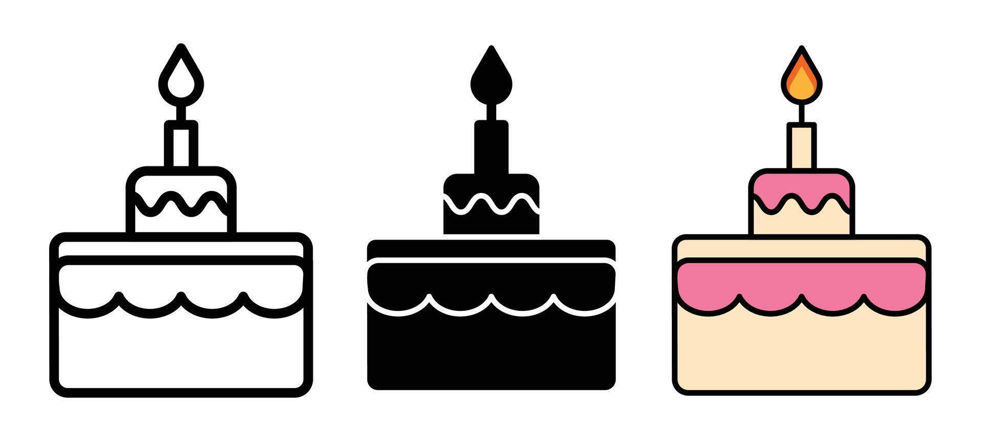 icono de pastel de cumpleaños vector