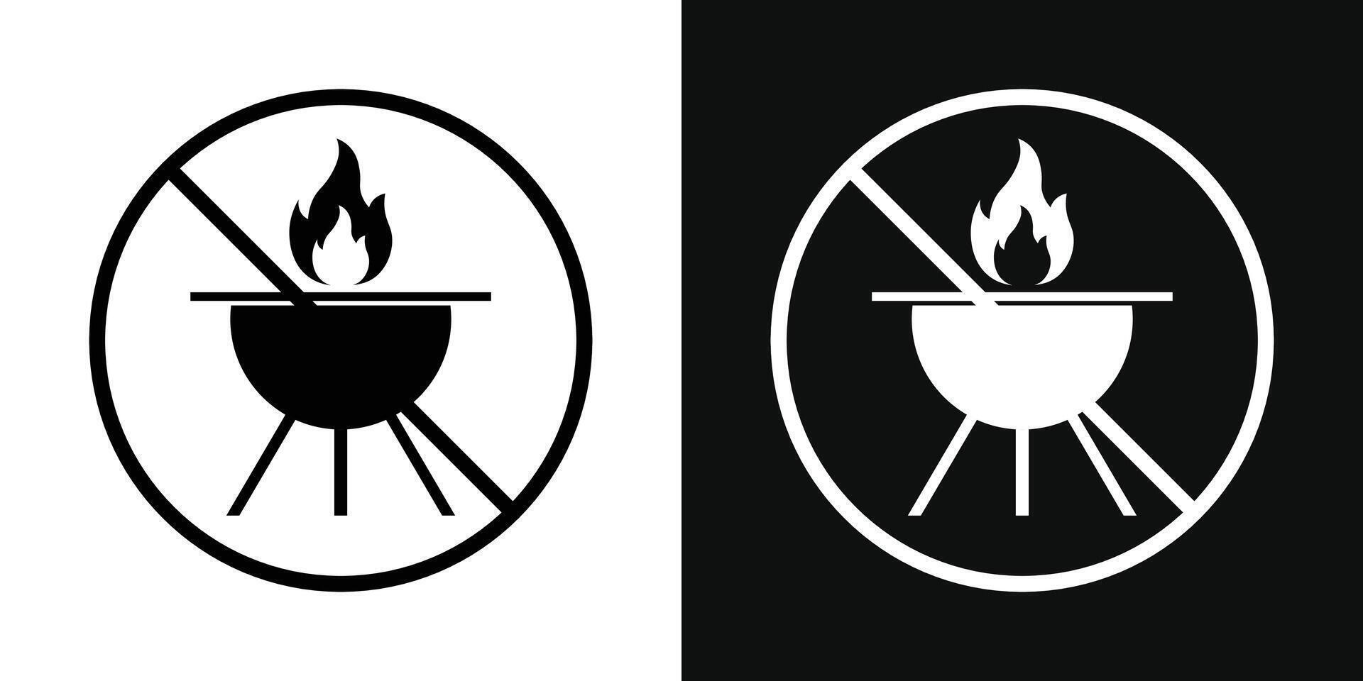 No barbecue with fire sign vector