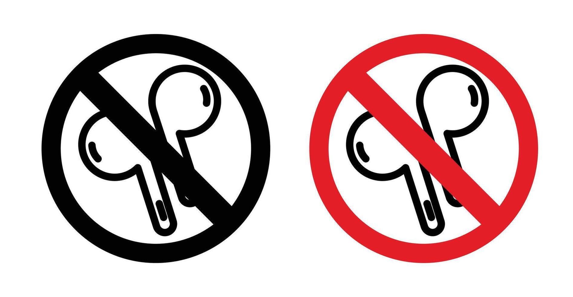 No earbuds allowed sign vector