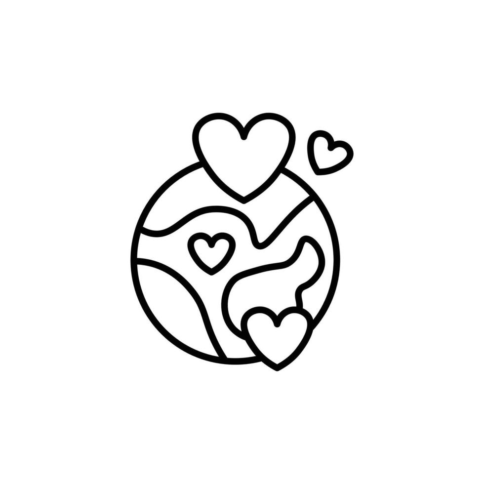 Earth love heart icon vector