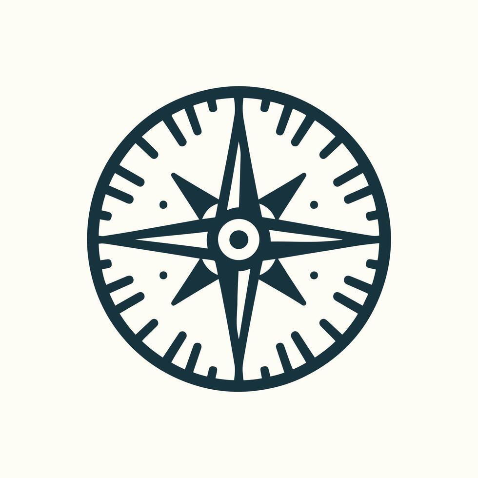 Flat compass icon in white background vector