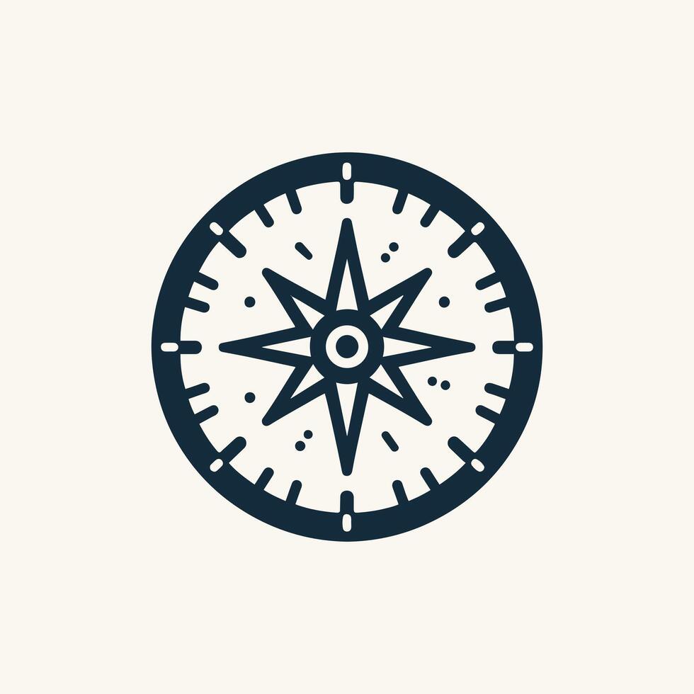 Flat compass icon in white background vector