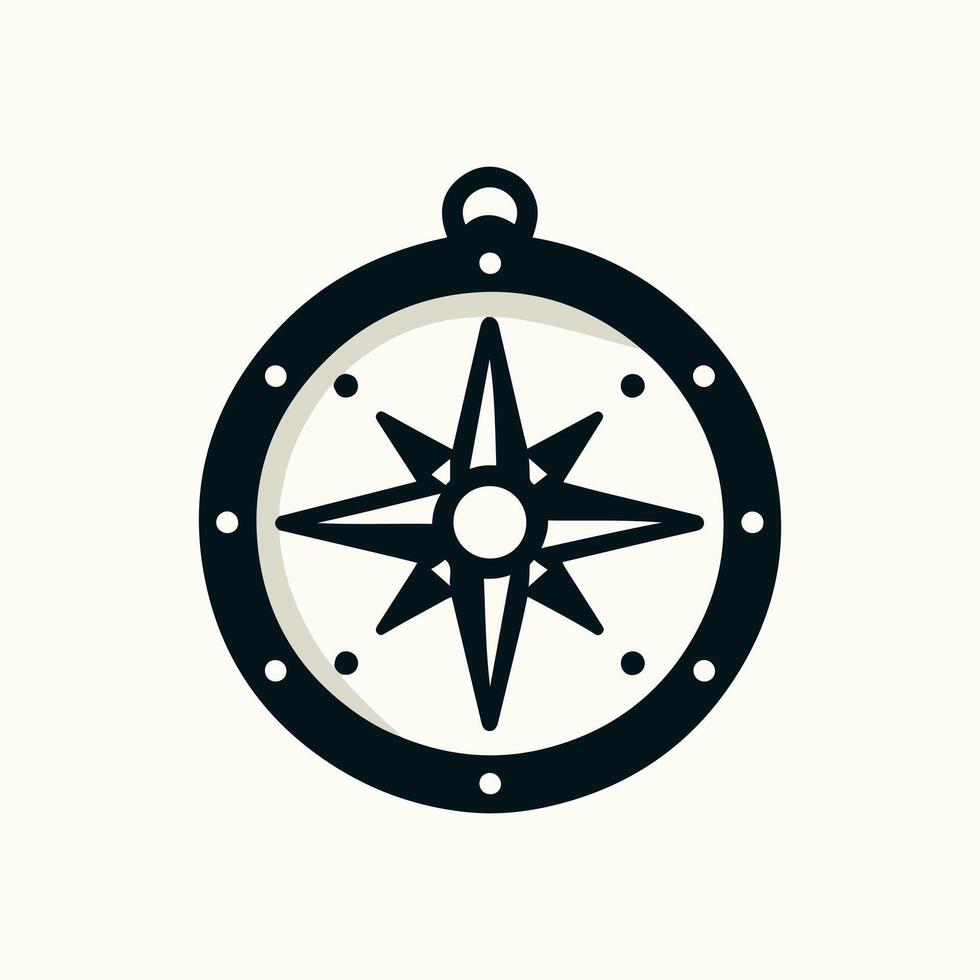 Flat compass icon in white background vector