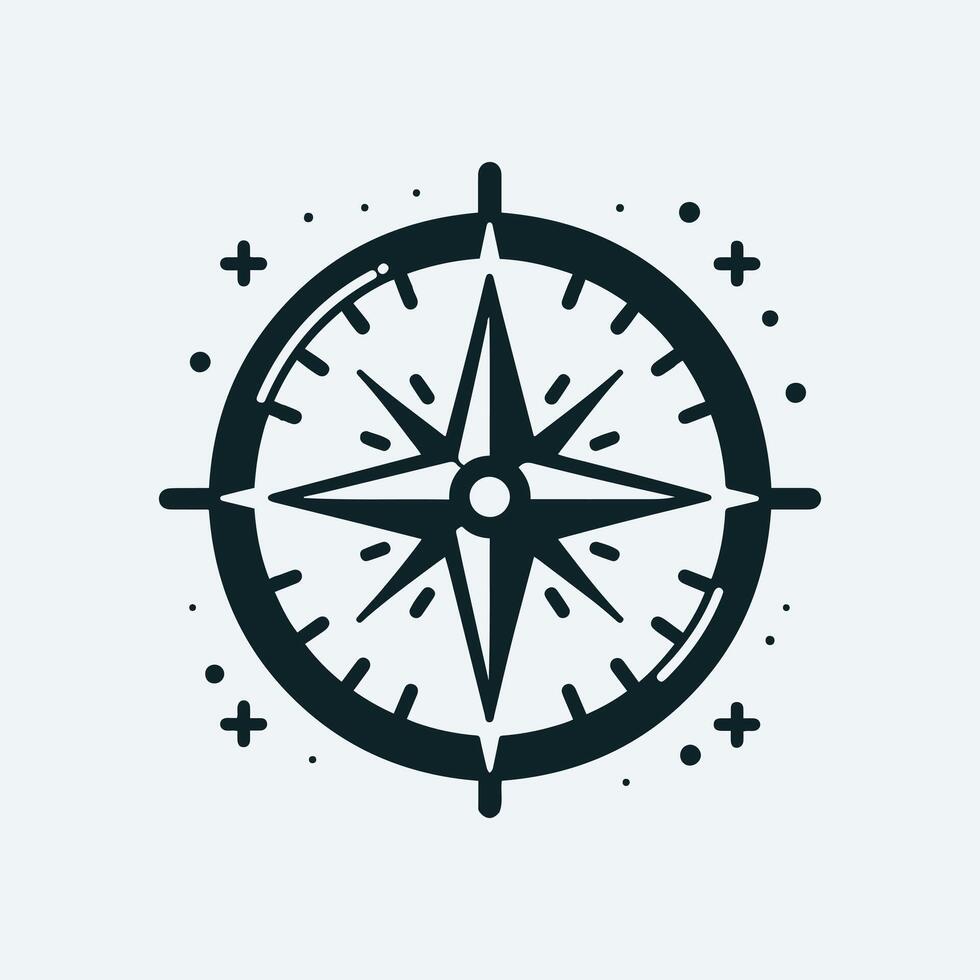 Flat compass icon in white background vector