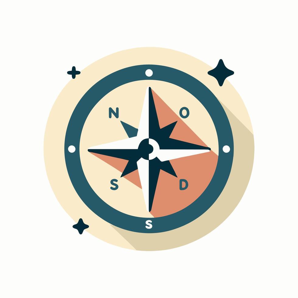 Flat compass icon in white background vector