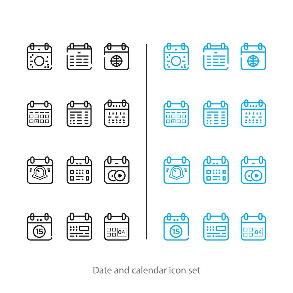 fecha y calendario íconos conjunto vector