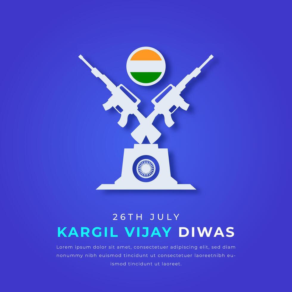 kargil vijay diwas papel cortar estilo vector diseño ilustración para fondo, póster, bandera, publicidad, saludo tarjeta