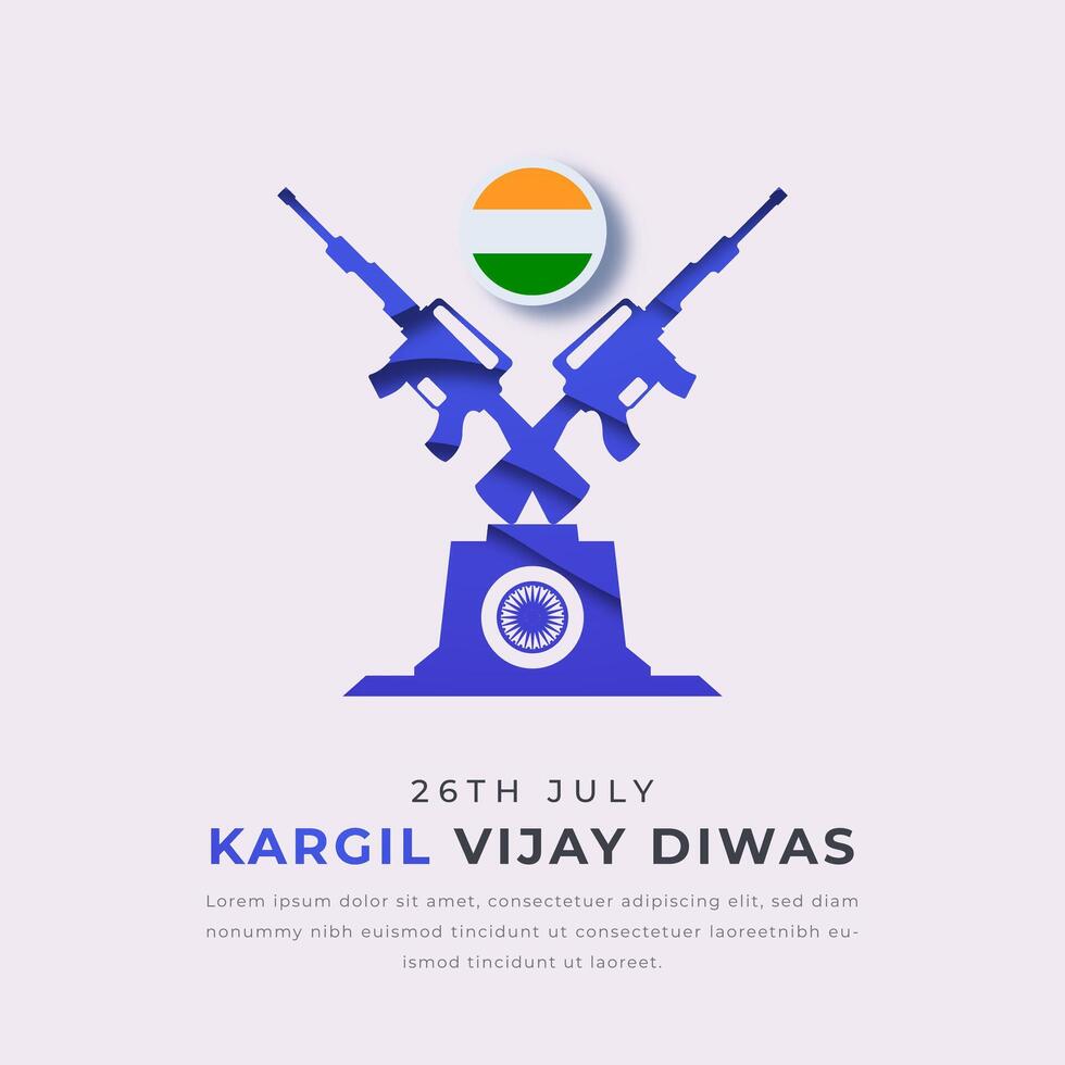 Kargil Vijay Diwas Paper cut style Vector Design Illustration for Background, Poster, Banner, Advertising, Greeting Card