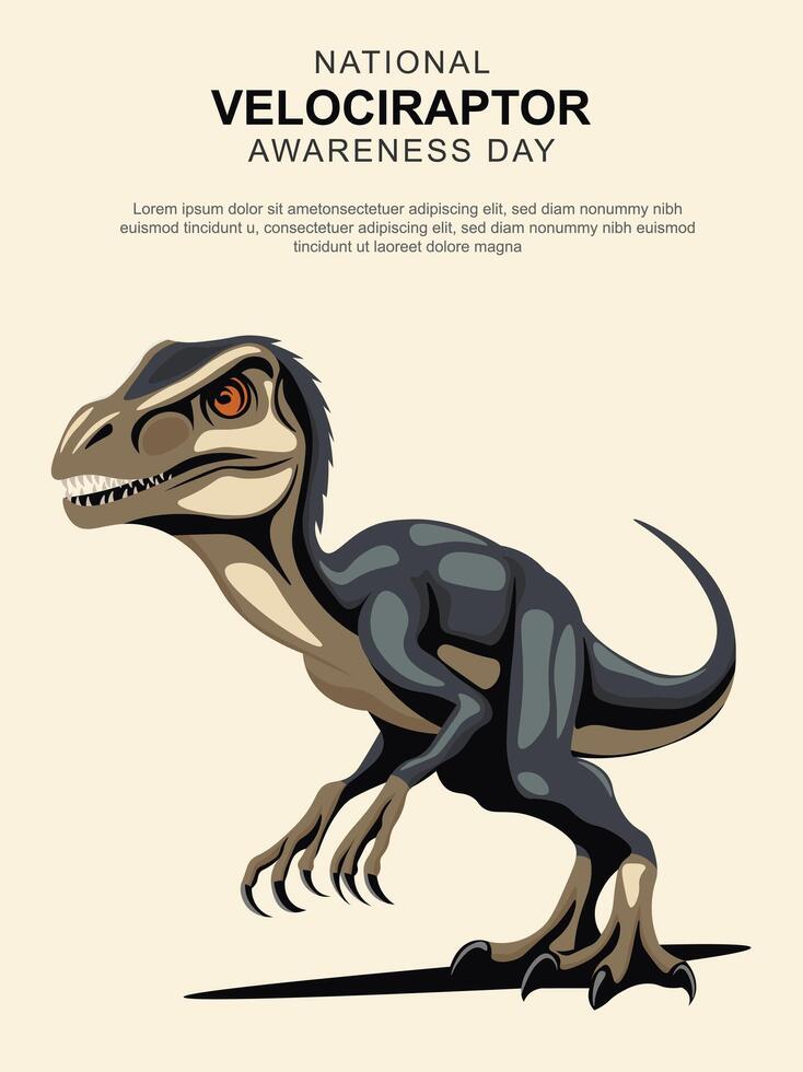 National Velociraptor Awareness Day background. vector