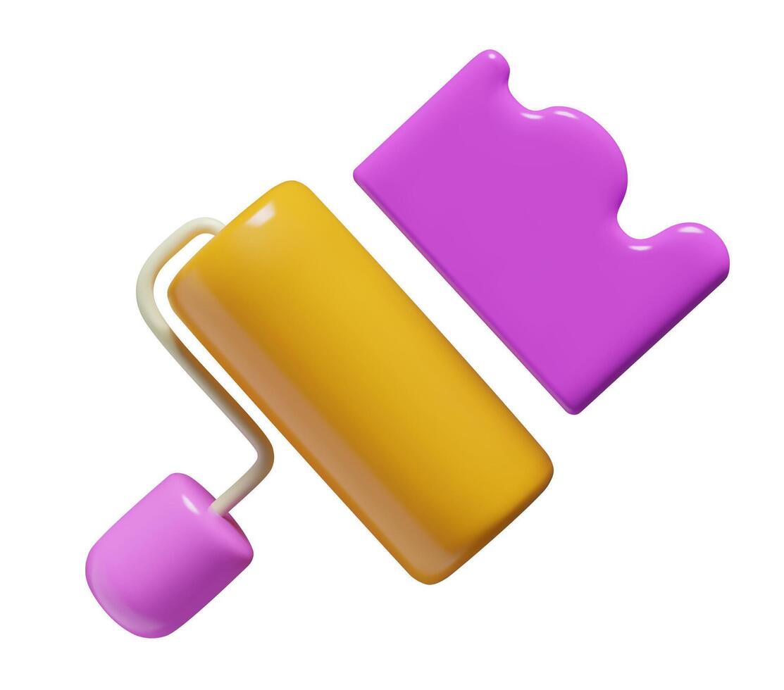 3d paint roller icon repair and renovation tool three dimensional realistic vector design element