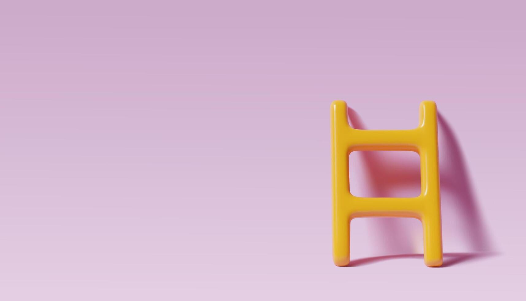 3D ladder on empty pink wall background with realistic shadow minimal three dimensional banner vector