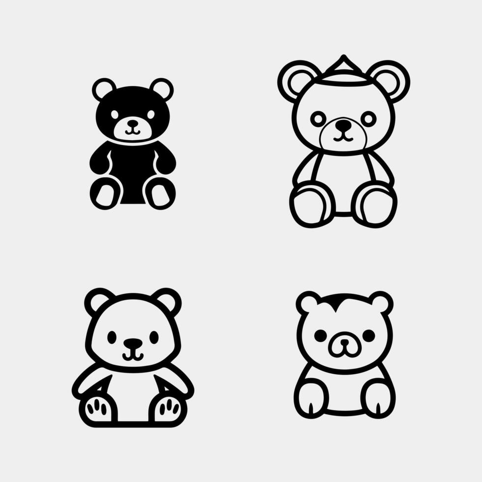 bear icon set, simple style vector