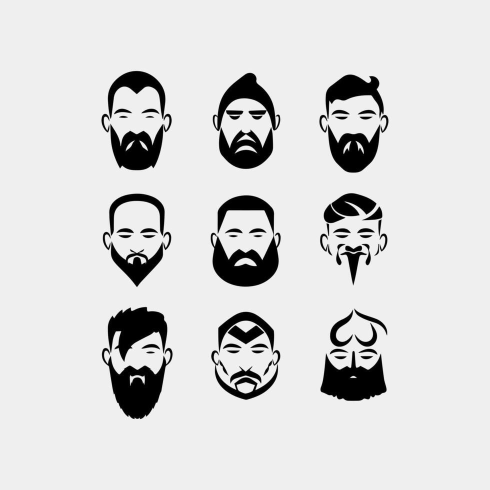 vector conjunto de diferente masculino y barba iconos, aislado en blanco antecedentes.