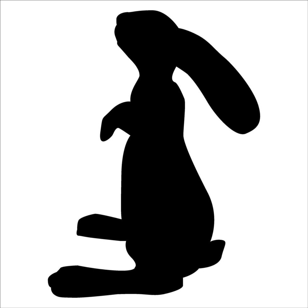 Vector black silhouette of rabbit isolated