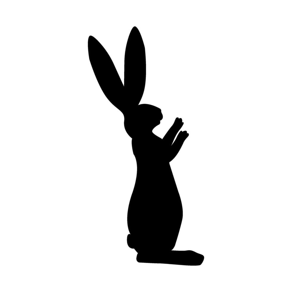 Rabbit vector black silhouette isolated on white