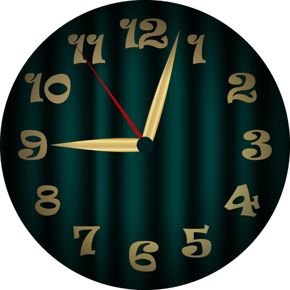 round watch dial on emerald wavy background vector