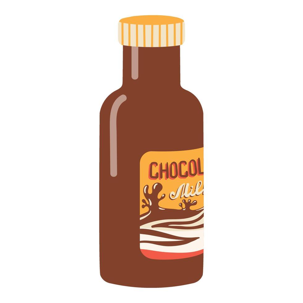 chocolate Leche botella. chocolate bebida botella. vector mano dibujado dibujos animados lechería chocolate producto botella ilustración en blanco antecedentes.