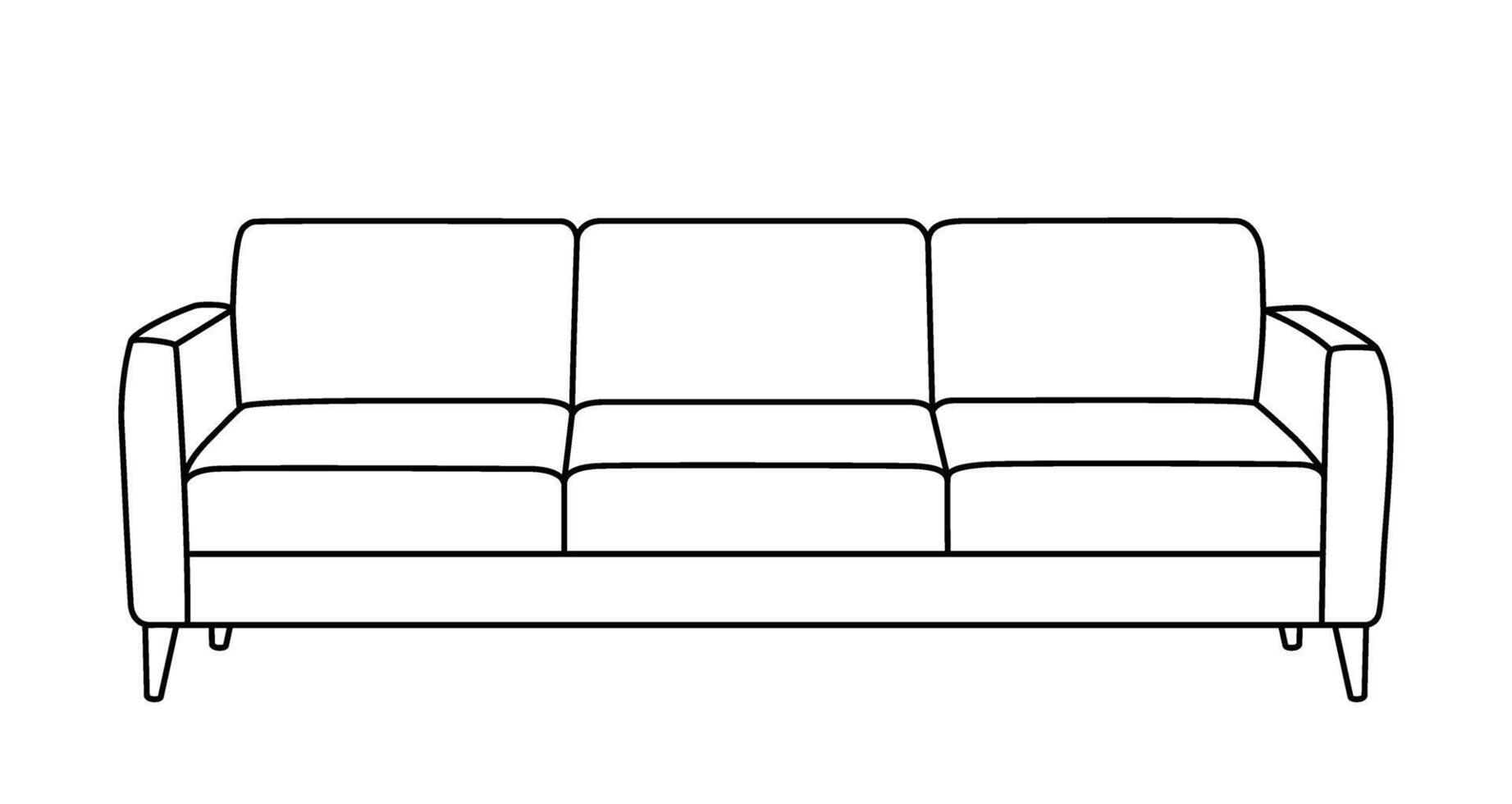 Sofa outline icon. Line art illustration of couch. Modern lounge, furniture in scandinavian style for home interior. Linear vector illustration isolated on white background.