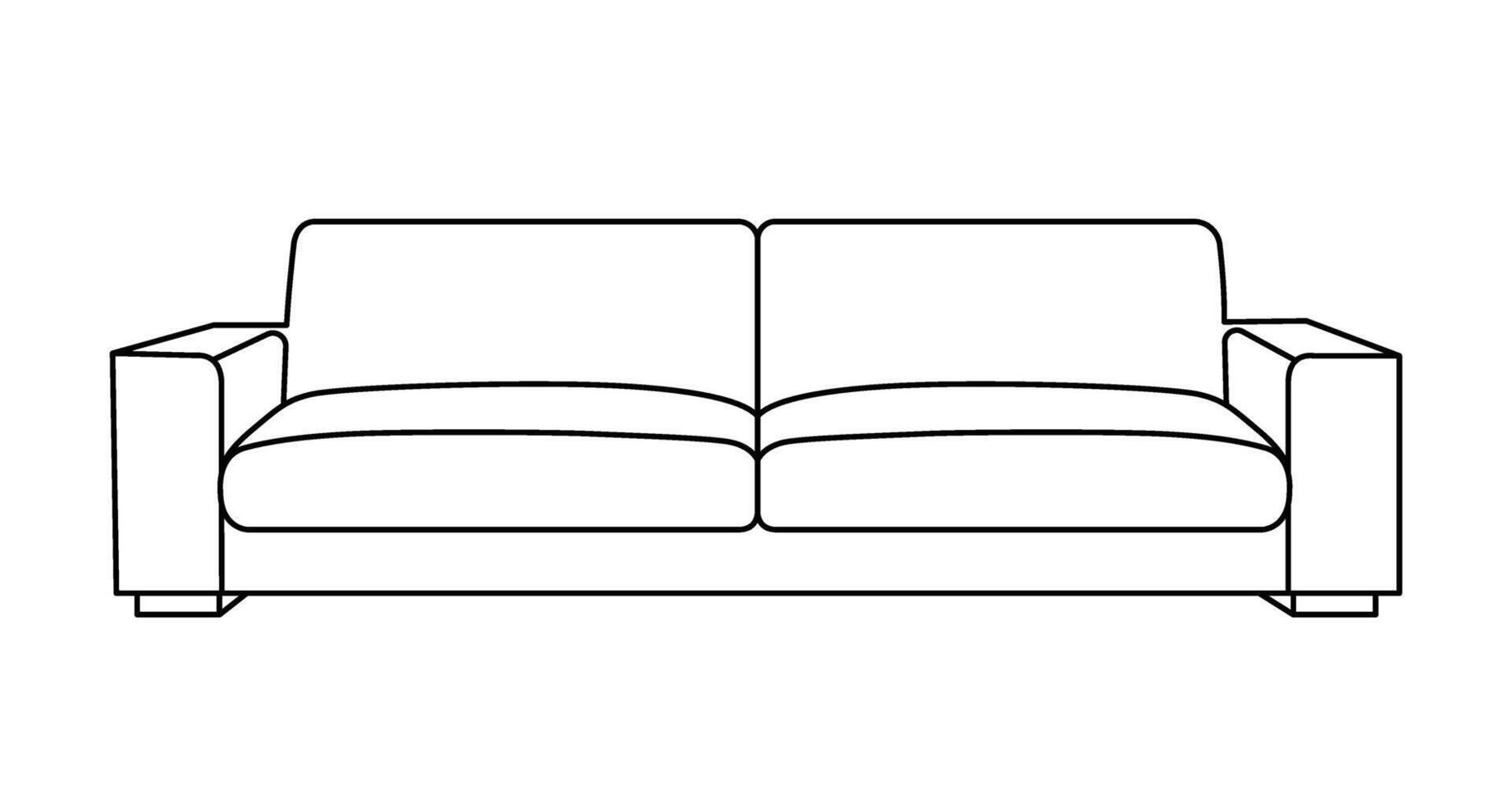 Sofa outline icon. Line art illustration of couch. Modern lounge, furniture in scandinavian style for home interior. Linear vector illustration isolated on white background.