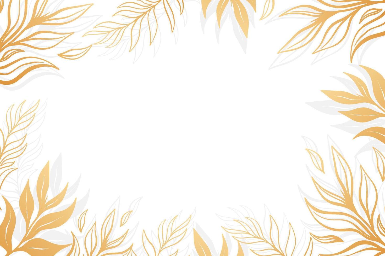 Hand drawn golden floral background vector