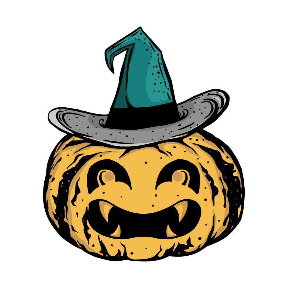 Hand drawn spooky pumpkins on white background vector